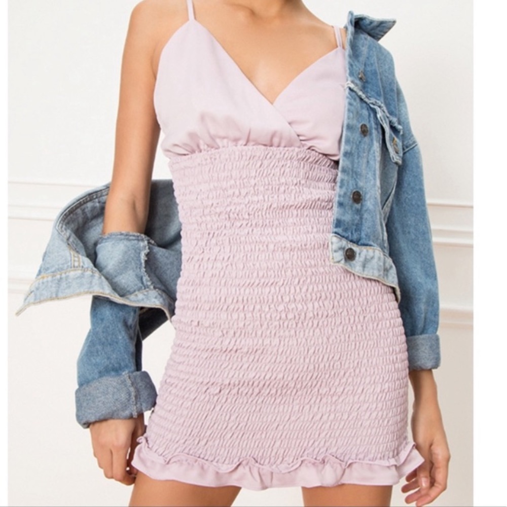 NWT SUPER DOWN x REVOLVE smocked mini dress in lilac